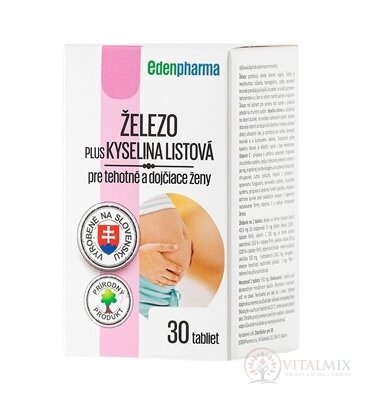 EDENPharma ŽELEZO PLUS KYSELINA LISTOVÁ tbl pro těhotné a kojící ženy 1x30 ks