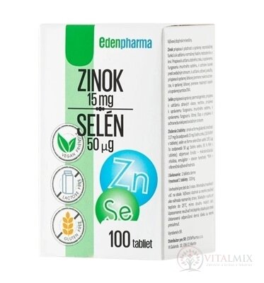 EDENPharma ZINEK 15 mg + SELEN 50 mikrogramů tbl 1x100 ks