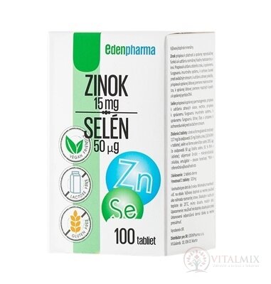 EDENPharma ZINEK 15 mg + SELEN 50 mikrogramů tbl 1x100 ks