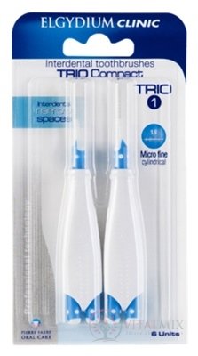 ELGYDIUM CLINIC Trio COMPACT - TRIO 1 mezizubní kartáčky v držáku (modré 1,9 mm) 1x6 ks