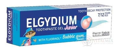 ELGYDIUM JUNIOR gelová zubní pasta s fluorinolom pro děti (7-12 let) s příchutí žvýkačky 1x50 ml