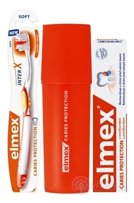 ELMEX Caries PROTECTION SADA zubní pasta 75 ml + zubní kartáček 1 ks + pouzdro ZDARMA, 1x1 set