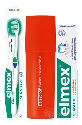 ELMEX SENSITIVE SADA zubní pasta 75 ml + zubní kartáček 1 ks + pouzdro ZDARMA, 1x1 set