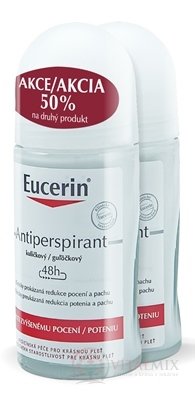 Eucerin Deo Kuličkový antiperspirant roll on 2x50 ml (-50% na druhý produkt, akce 2023) 1x1 set
