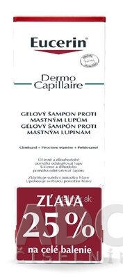 Eucerin DermoCapillaire Gelový Šampon mastné lupy, 2x250 ml (1 + 1 PROMO 2020, zleva) 1x1 set