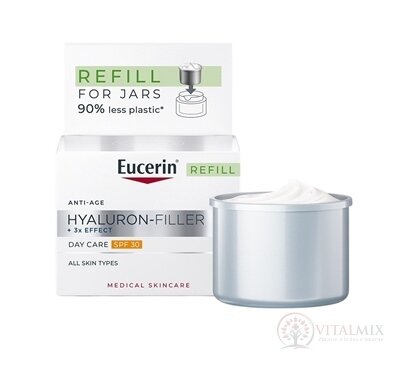 Eucerin HYALURON-FILLER+3xEFFECT Denní krém REFILL SPF30, všechny typy pleti, anti-age, náhradní náplň 1x50 ml