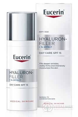 Eucerin HYALURON-FILLER+3xEFFECT Denní krém SPF15 normální a smíšená pleť, Anti-Age, tuba 1x50 ml