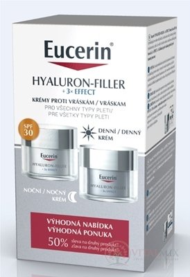 Eucerin HYALURON-FILLER+3xEFFECT SPF30 DUO denní krém 50 ml + noční krém 50 ml (sleva na 2.produkt) 1x1 set