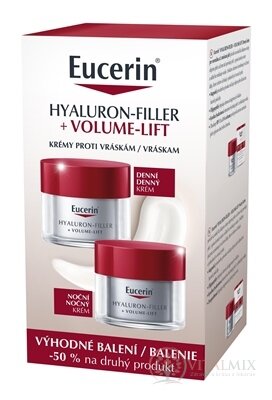 Eucerin HYALURON-FILLER+VOLUME-LIFT DUO proti vráskám, denní krém 50 ml + noční krém 50 ml (sleva na 2.produkt) 1x1 set
