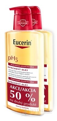 Eucerin pH5 Sprchový olej citlivá, velmi suchá pokožka (-50% na druhý výrobek) (inov.2024) 2x400 ml