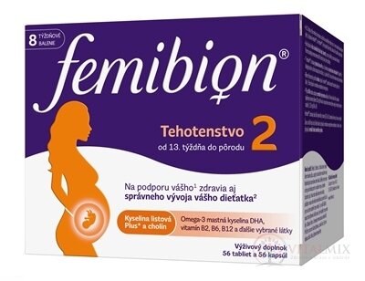 Femibion 2 Těhotenství tbl 56 + cps 56 (kys. listová + cholin + DHA + vitamíny + minerály) 1x112 ks