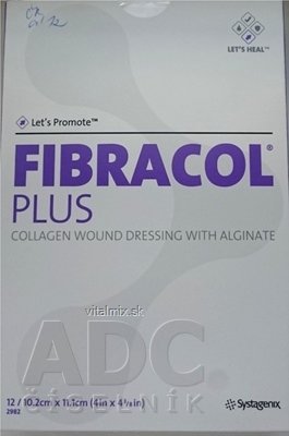 FIBRACOL PLUS kolagenový obvaz s alginátem (10,2 cm x 11,1 cm) 1x12 ks