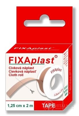 FIXAplast Cévková náplast textilní 1,25cm x 2m, 1x1 ks
