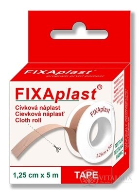 FIXAplast Cévková náplast textilní 1,25cm x 5m, 1x1 ks