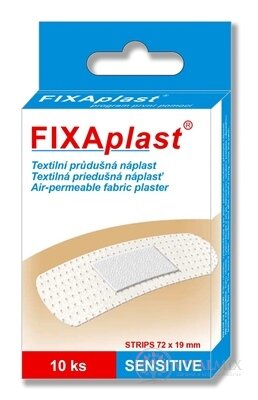 FIXAplast SENSITIVE náplast strip textilní prodyšná 72x19 mm, 1x10 ks