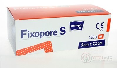 Fixopore S 5cm x 7,2cm, sterilní náplast s absorpčním polštářkem, 1x100 ks