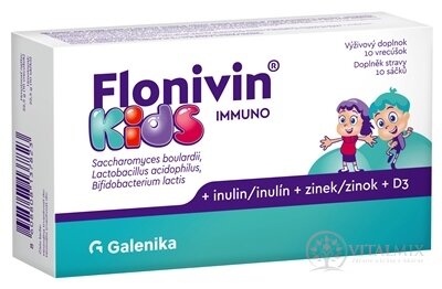 Flonivin KIDS IMMUNO prášek (prospěšné bakterie + inulin + zinek + D3) sáčky 1x10 ks