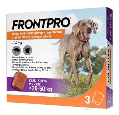 FRONTPRO 136 mg žvýkací tablety pro psy (25 - 50 kg) 1x3 ks