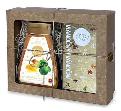 FYTO Dárková kazeta Vánoce Vánoční čaj porcovaný 20 kapes + med s limetkou 250 g, 1x1 set