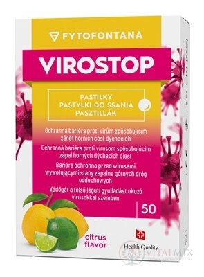 fytofontana VIROSTOP pastilky na cucání, příchuť citrusová (inov.2024, zdravotnická pomůcka) 1x50 ks