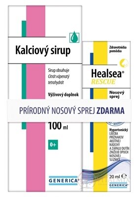 GENERICA Kalciový sirup s vanilkovým extraktem 100 ml + Healsea Rescue 20 ml zdarma, 1x1 set