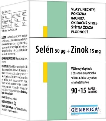GENERICA Selen 50 μg + Zinek 15 mg cps 90 + 15 zdarma (105 ks)