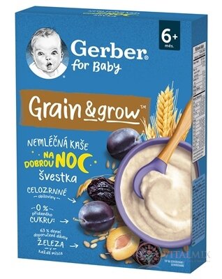 Gerber for Baby Nemléčná KAŠE Pšeničně-ovesná švestka, na dobrou noc (od ukonč. 6. měsíce) 1x200 g