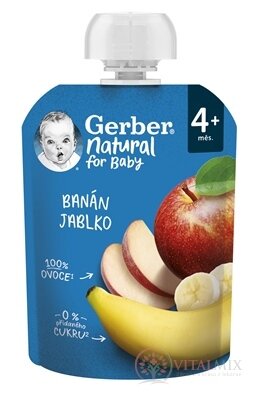 Gerber Natural Kapsička Banán a jablko ovocná svačinka (od ukonč. 4. měsíce) 1x90 g