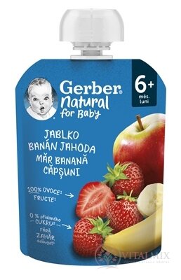 Gerber Natural Kapsička Jablko, banán a jahoda ovocná svačinka (od ukonč. 6. měsíce) 1x90 g