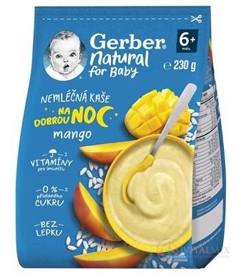 Gerber Natural Nemléčná KAŠE Dobrou noc Mango (od ukonč. 6. měsíce) 1x230 g