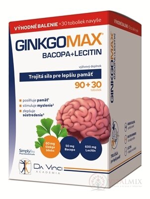 GINKGOMAX + Bacopa + LECITIN - DA VINCI cps 90 + 30 zdarma, 1x120 ks