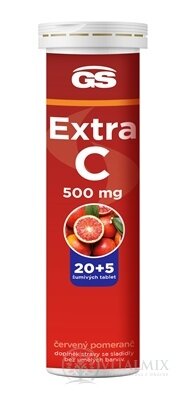 GS Extra C 500 mg tbl eff (inov.2023) příchuť červený pomeranč 20+5 (25 ks)