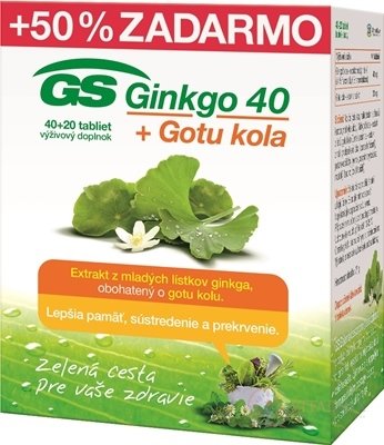GS Ginkgo 40 + Gotu kola tbl 40 + 20 zdarma (60 ks)