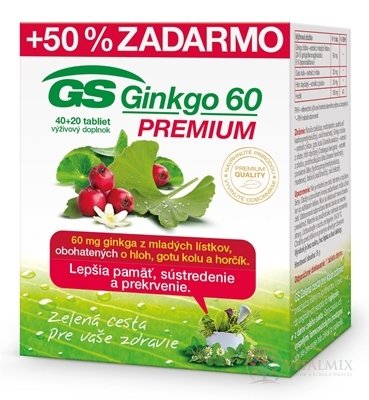 GS Ginkgo 60 PREMIUM tbl 40 + 20 zdarma (60 ks)