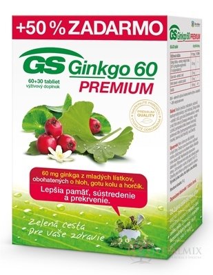 GS Ginkgo 60 PREMIUM tbl 60 + 30 zdarma (90 ks)