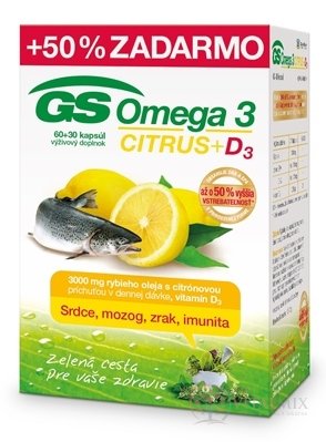GS Omega 3 CITRUS + D3 cps 60 + 30 (50% zdarma) (90 ks)