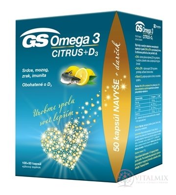 GS Omega 3 CITRUS + D3 dárek 2021 cps 100+50 (150 ks)