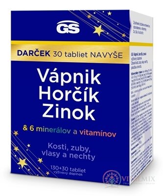 GS Vápník, Hořčík, Zinek Dárek tbl (inov.2024) 130+30 navíc (160 ks)