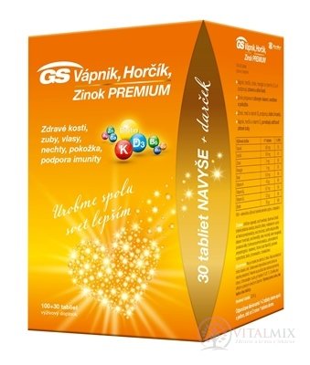 GS Vápník, Hořčík, Zinek PREMIUM dárek 2021 tbl 100+30 navíc (130 ks)