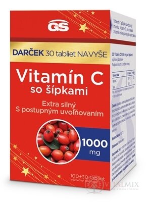 GS Vitamin C 1000 mg se šipkami Dárek tbl (inov.2024) 100+30 navíc (130 ks)