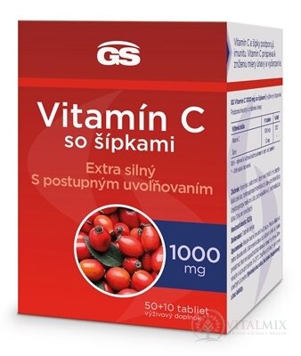 GS Vitamin C 1000 mg se šipkami tbl 50+10 (inov.2023) (60 ks)
