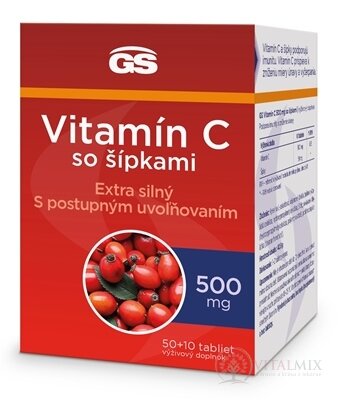 GS Vitamin C 500 mg se šipkami tbl 50+10 (inov.2023) (60 ks)