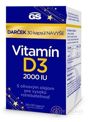 GS Vitamin D3 2000 IU Dárek cps (inov.2024) 90+30 navíc (120 ks)