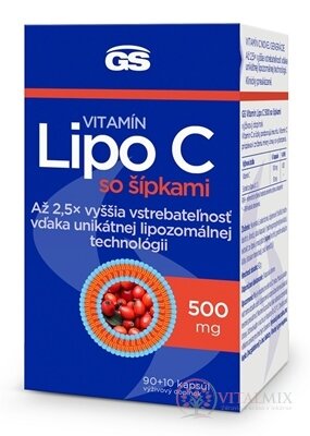 GS Vitamin Lipo C 500 mg se šipkami cps 90+10 (100 ks)