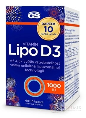 GS Vitamin Lipo D3 1000 IU Dárek cps 60+10 navíc (70 ks)