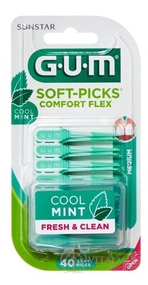 GUM Soft-Picks Comfort Flex Mint gumové mezizubní kartáčky, s mátou, Medium 1x40 ks