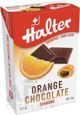 Halter Bonbons Pomeranč s čokoládou (Orange chocolate) bonbóny bez cukru, 1x36 g