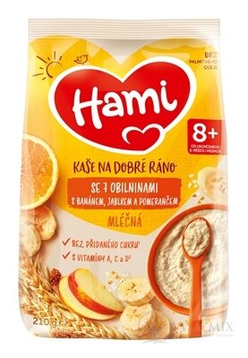 Hami mléčná kaše se 7 obilovinami pro dobré ráno s banánem, jablkem a pomerančem (od ukonč. 8. měsíce) 1x210 g