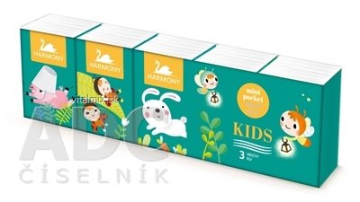 HARMONY KIDS papírové kapesníky 3-vrstvé, 10x10 ks (100 ks)