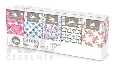 HARMONY Ladies' LIGHT PARFUMED papírové kapesníky 3-vrstvé, 10x10 ks (100 ks)